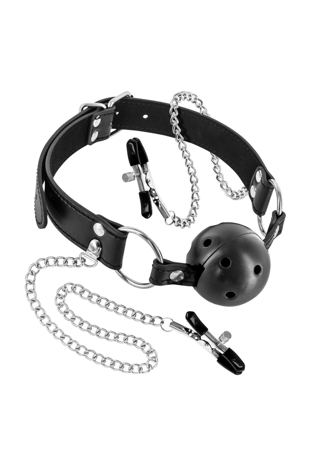 Ensemble bâillon boule et pinces a se – Fetish Tentation