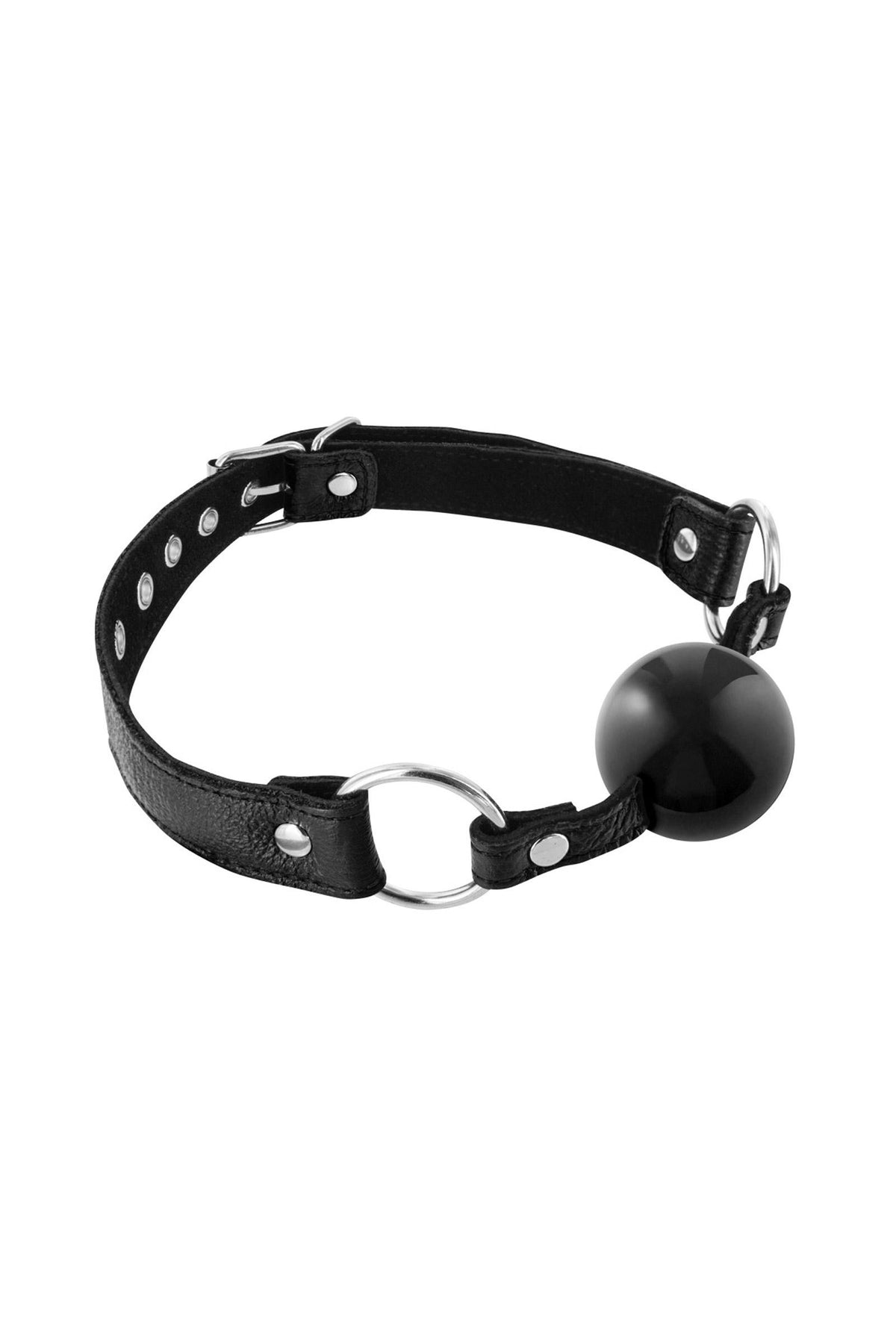 Bâillon boule cuir noir ou rouge – Fetish Premium – vue 1