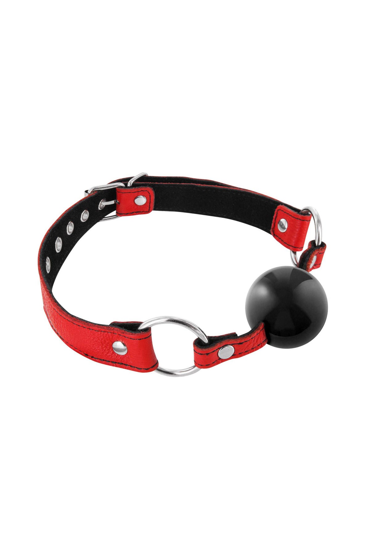 Bâillon boule cuir noir ou rouge – Fetish Premium – vue 2