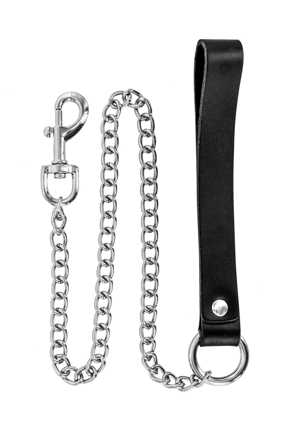 Laisse métal avec poignée en cuir bovin – Fetish Premium