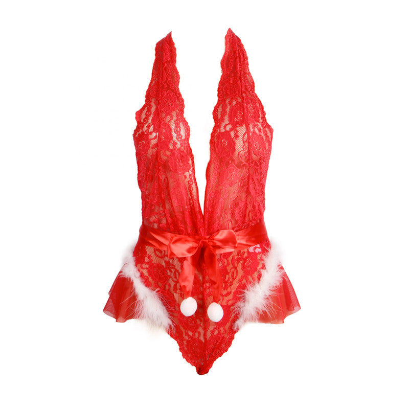 Paris Hollywood – Body de Mère Noël en dentelle à pompons – photo 3