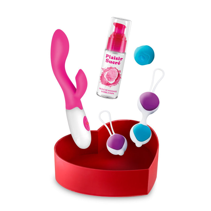 Coffret Plaisir intime – Rabbit Yoba, boules de geisha Pretty Love et huile de massage – photo 1