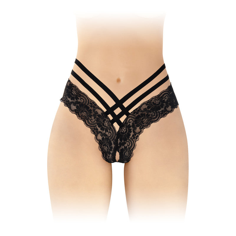 Fashion Secret Anne – Culotte ouverte façon tanga, dentelle à ornements croisés – photo 1