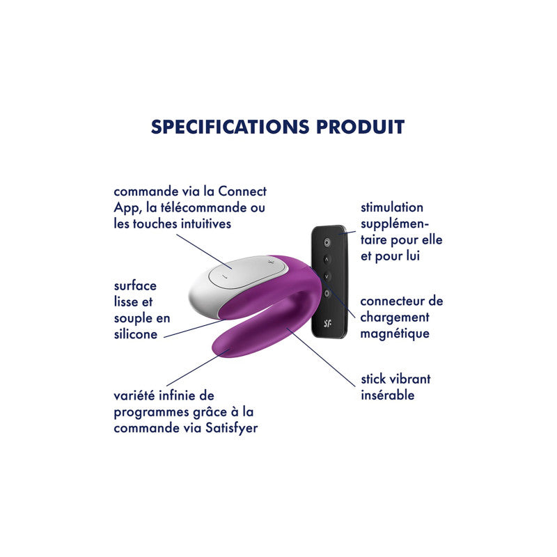 Satisfyer Double Fun – Vibromasseur couple connecté, télécommande – photo 4