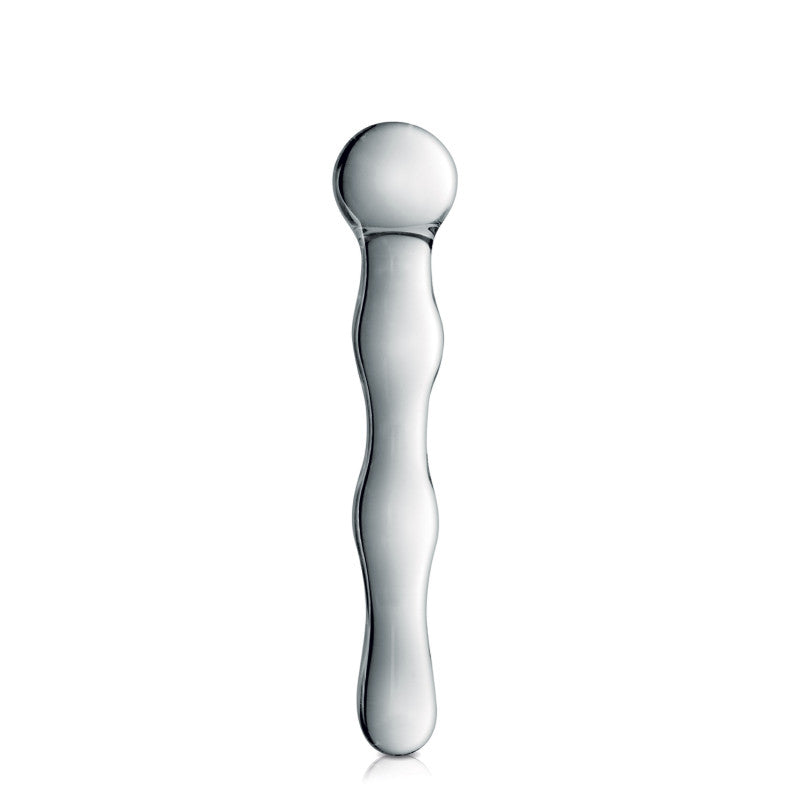 Glossy Toys n°10 – Gode en verre ondulé à extrémité en boule, 17 cm – photo 1