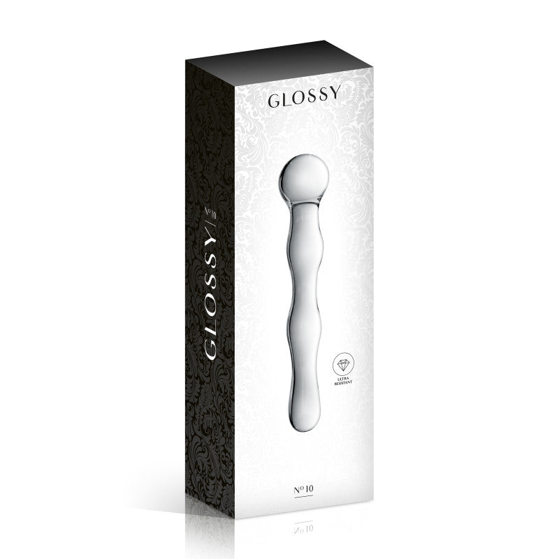 Glossy Toys n°10 – Gode en verre ondulé à extrémité en boule, 17 cm – photo 2