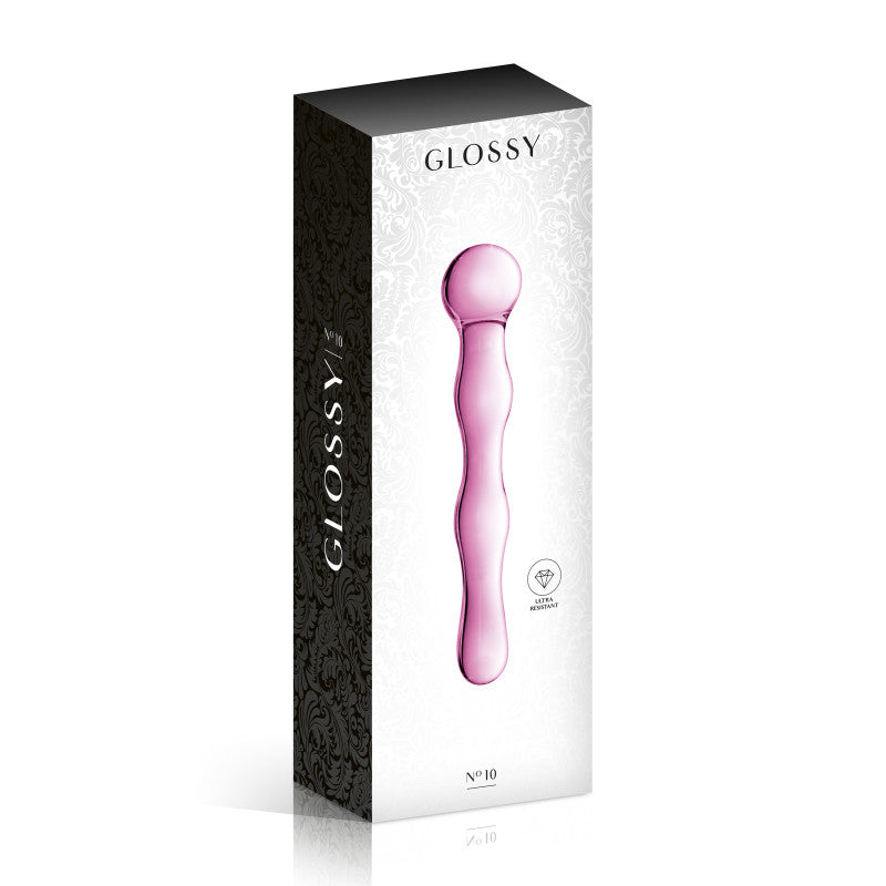 Glossy Toys n°10 rose – Gode en verre ondulé à extrémité en boule, 17 cm – photo 2