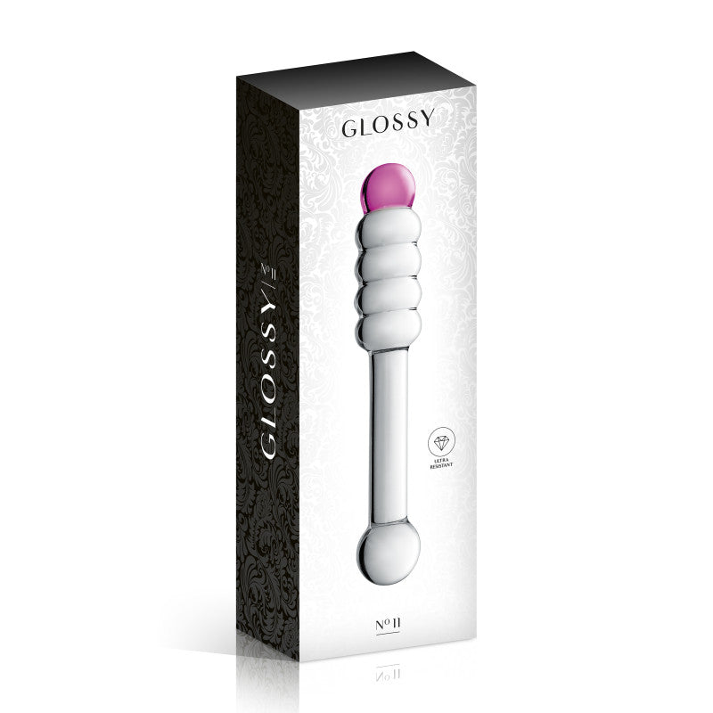Glossy Toys n°11 – Double gode en verre gland et boules, 20 cm – photo 2