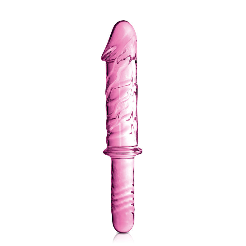 Glossy Toys n°12 rose – Gode réaliste en verre avec poignée, 28 cm – photo 1