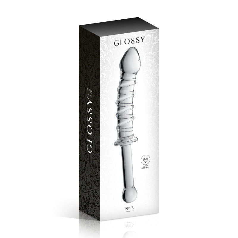 Glossy Toys n°16 – Gode en verre strié avec poignée, 23 cm – photo 2