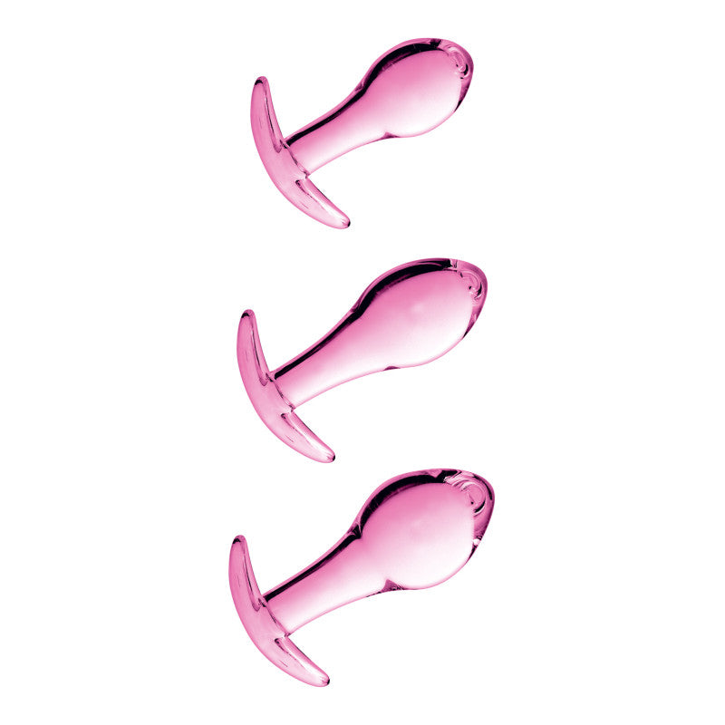 Glossy Toys n°17 – Kit de 3 plugs anaux en verre rose – photo 1