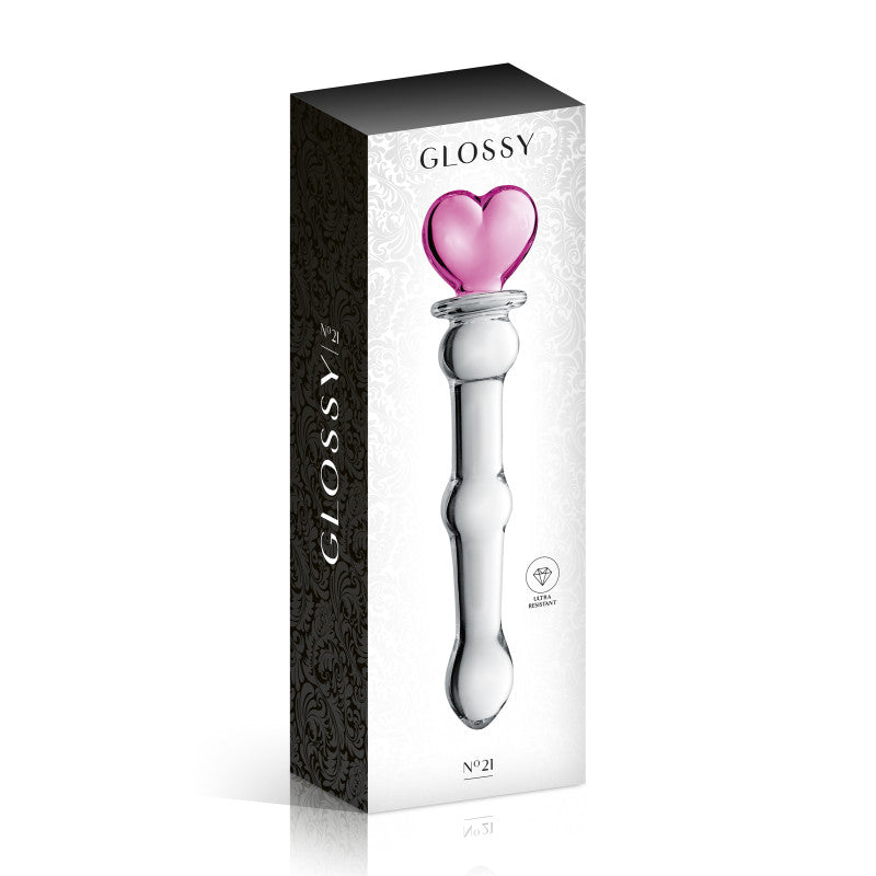 Glossy Toys n°21 – Gode en verre à boules et cœur rose, 20 cm – photo 2