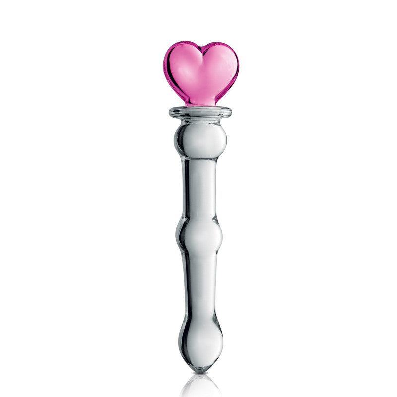 Glossy Toys n°21 – Gode en verre à boules et cœur rose, 20 cm – photo 1