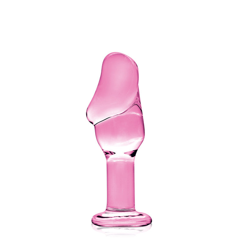 Glossy Toys n°24 – Plug anal en verre rose, plug à tête de gland – photo 1