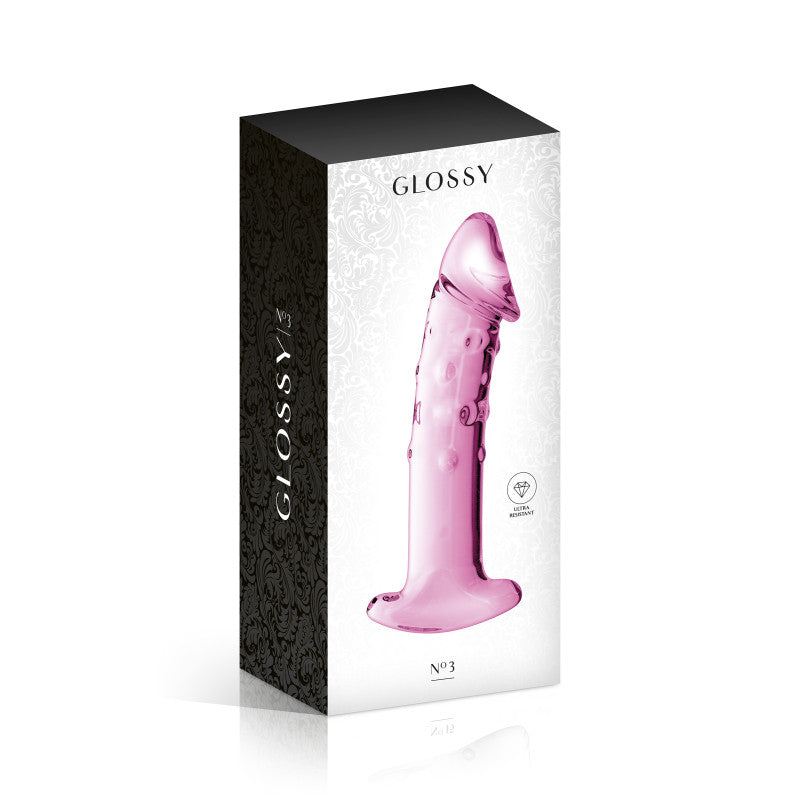 Glossy Toys n°3 rose – Gode en verre point G à picots, poignée de retrait, 18 cm – photo 2
