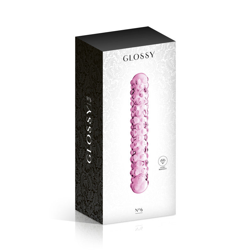 Glossy Toys n°6 rose – Double gode en verre entièrement perlé, 17 cm – photo 2