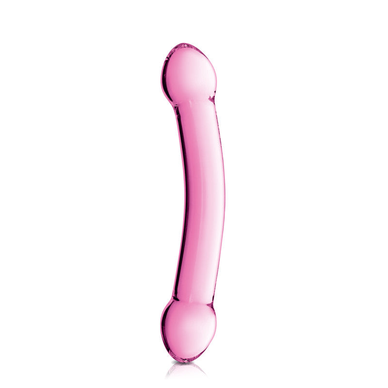 Glossy Toys n°7 rose – Double gode en verre incurvé, 22,5 cm – photo 1