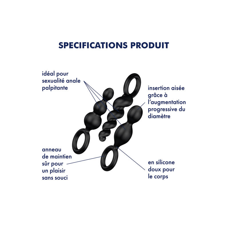 Satisfyer Plugs Black – Coffret de 3 plugs anal en silicone – photo 3