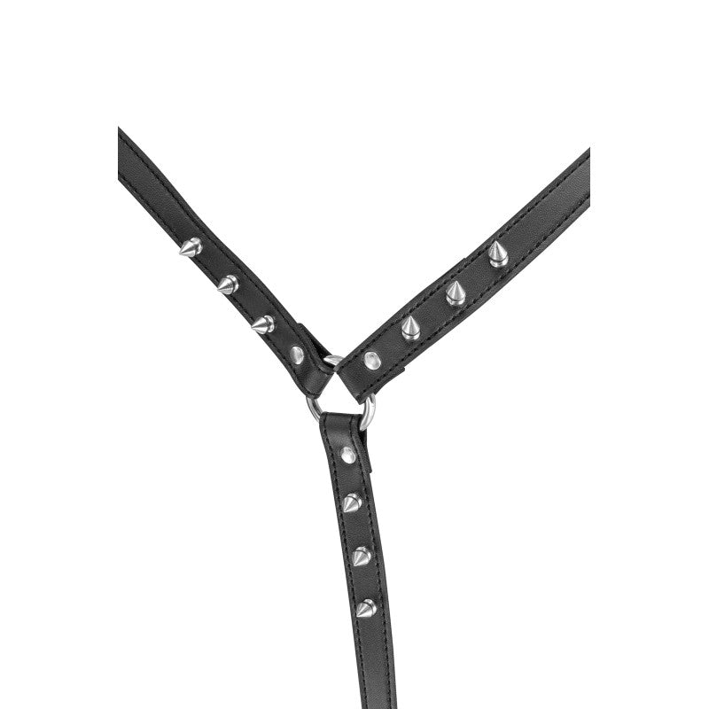 Fetish Tentation – Harnais de buste ajustable aspect cuir à pointes métal – photo 3