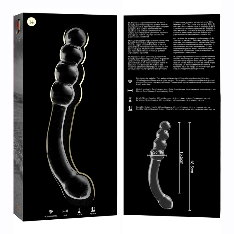Nebula Series Modèle 14 — Gode en verre borosilicate — transparent — vue 6