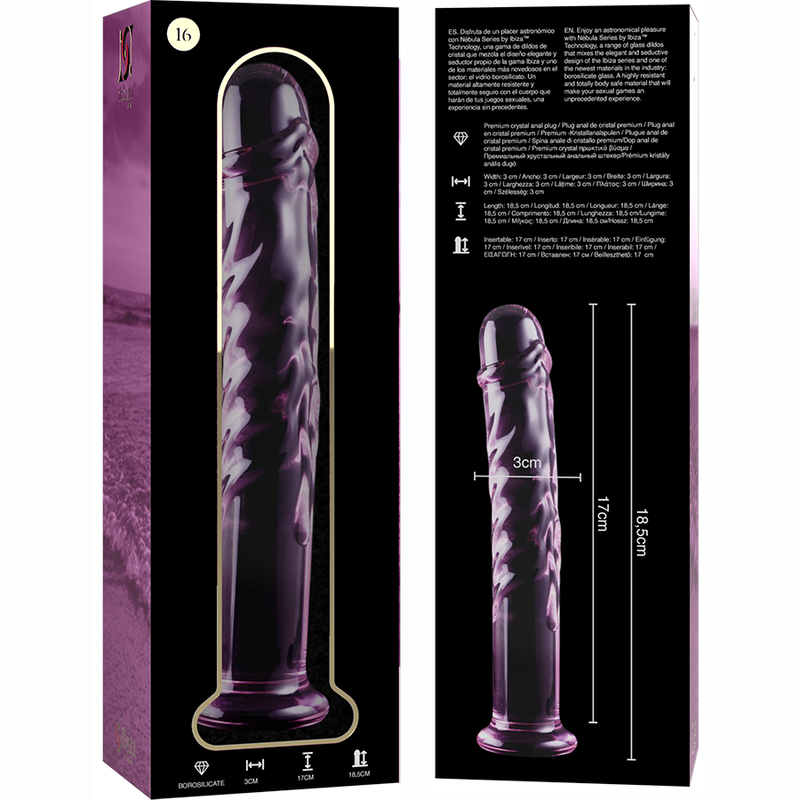 Nebula Series Modèle 16 — Gode en verre borosilicate — rose — vue 6