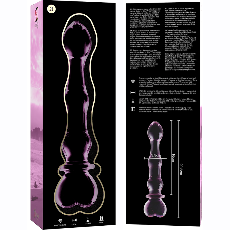 Nebula Series Modèle 21 — Gode en verre borosilicate — rose — vue 6