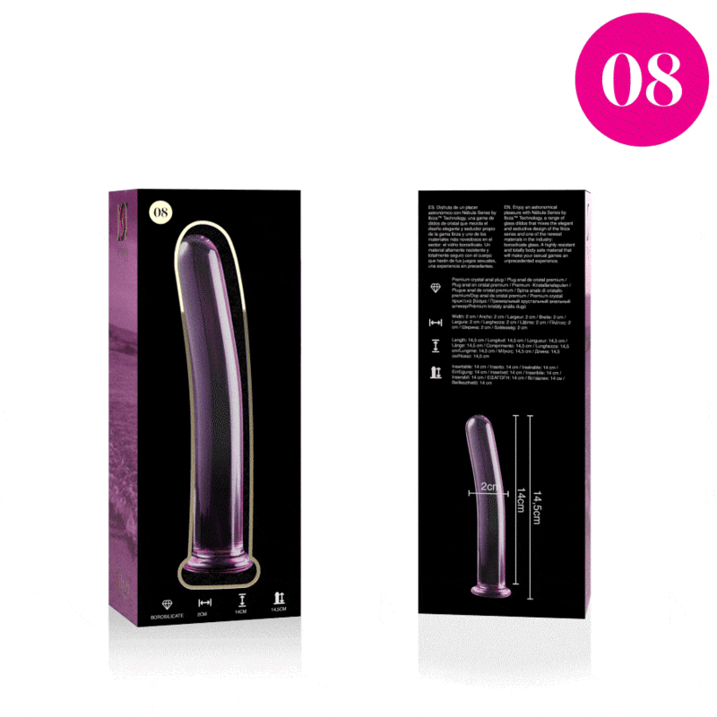 Nebula Series Modèle 8 — Gode en verre borosilicate — rose — vue 4