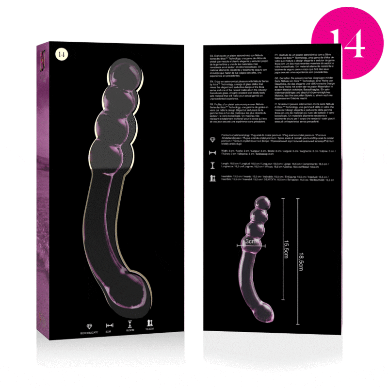 Nebula Series Modèle 14 — Gode en verre borosilicate — rose — vue 4