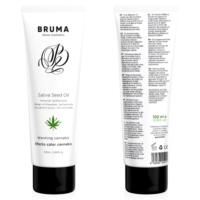 Bruma – Huile de graines de sativa gel glissant réchauffant saveur de cannabis 100 ml – vue produit 1