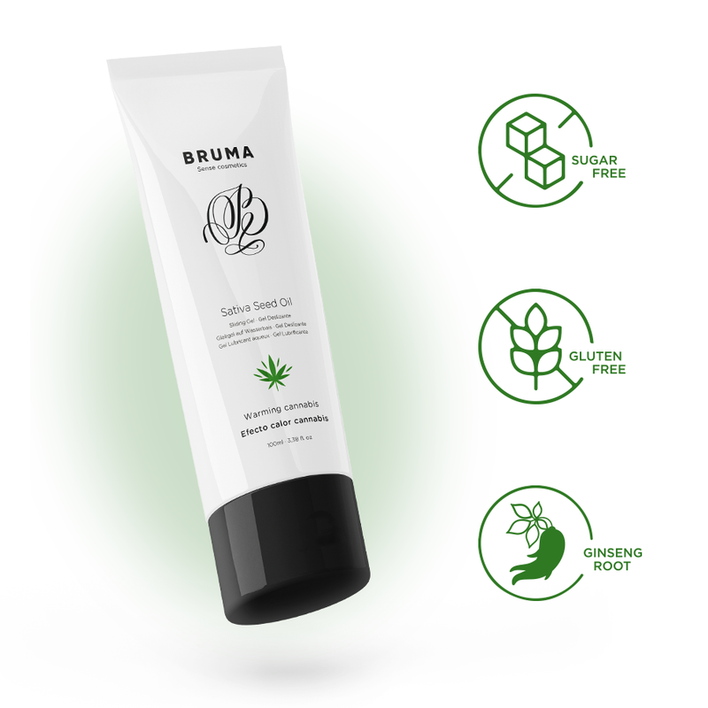 Bruma – Huile de graines de sativa gel glissant réchauffant saveur de cannabis 100 ml – vue produit 4