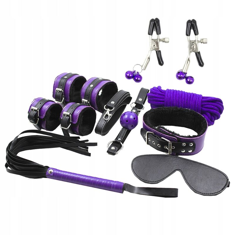 Secretplay — BDSM set 8pcs purble / noir. — vue officielle 1