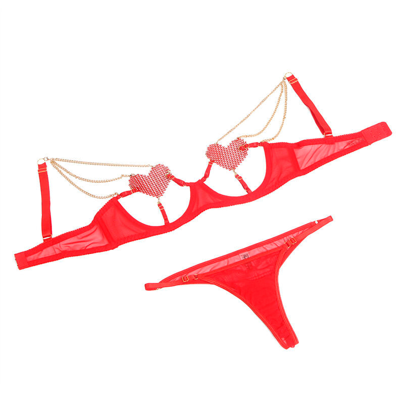 Subblime 955519 – Ensemble lingerie rouge avec chaînes – vue produit 4