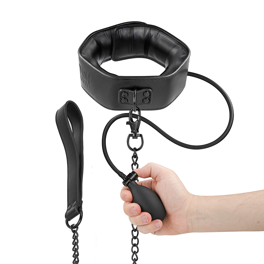 Fetish Submissive — Collier bondage gonflable avec chaîne — vue officielle 1