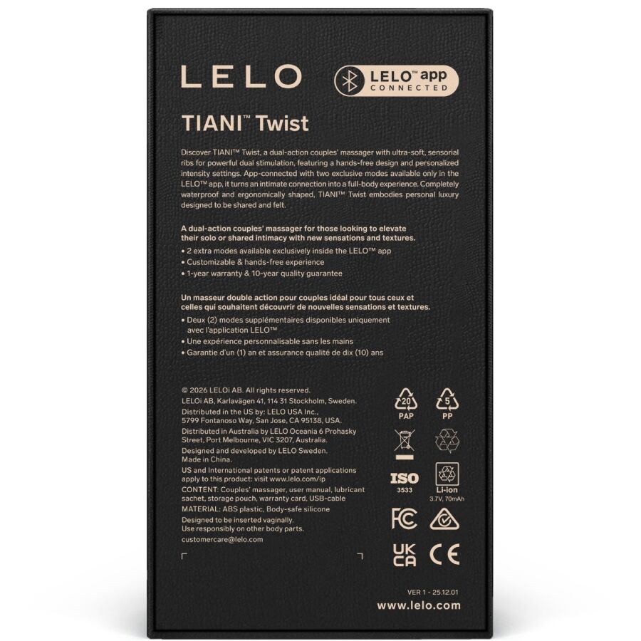 LELO Tiani Twist – Vibromasseur pour couple connecté – vue produit 8