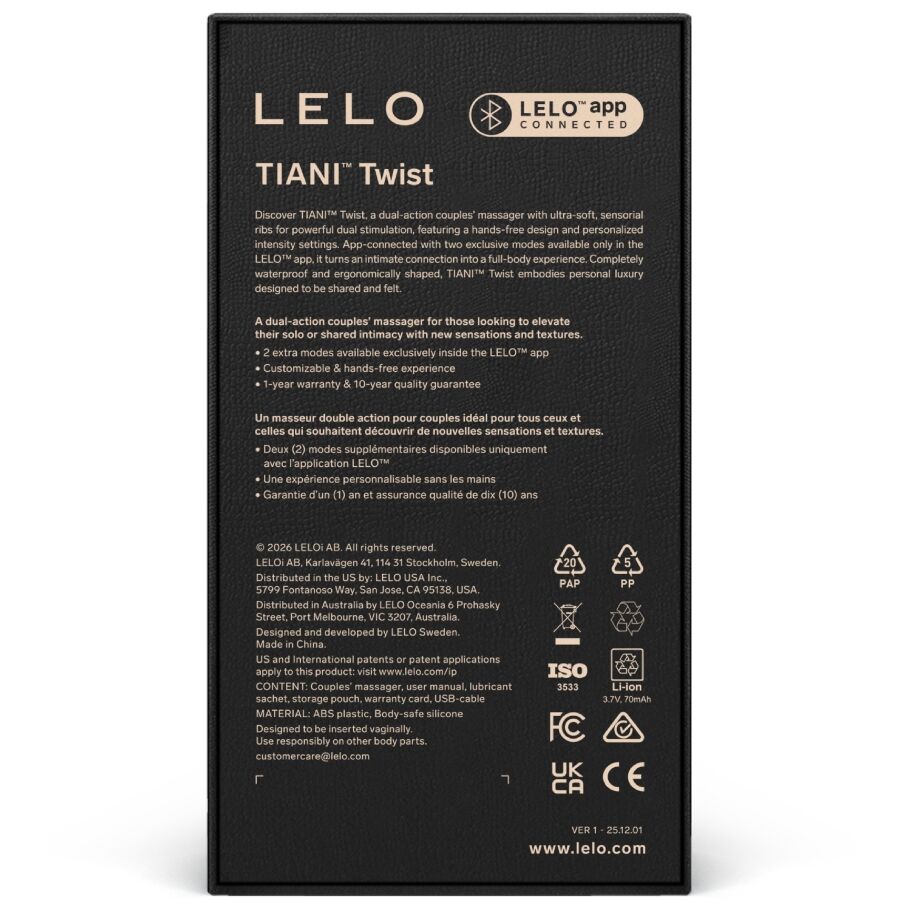LELO Tiani Twist – Vibromasseur pour couple connecté – vue produit 12