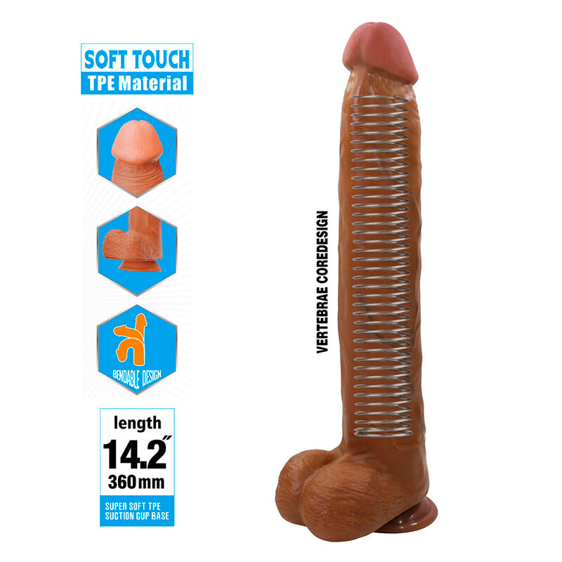 Pretty Love — Dany godemichet flexible réaliste avec ventouse 36 cm Ø 5,6 cm marron — vue officielle 6
