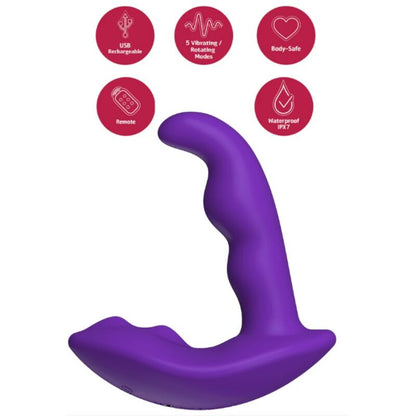 She.E.O — Stimulateur anal vibrant rotatif avec télécommande violet — vue officielle 8