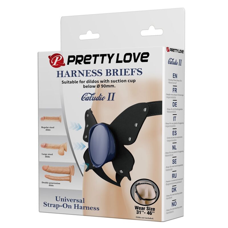 Pretty Love — Slip harnais universel à bretelles noires et bleues — vue officielle 3