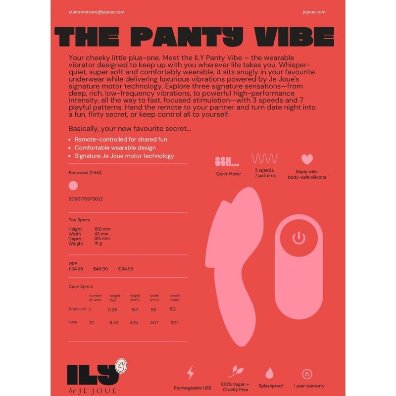 Je Joue ILY Panty Vibe — Vibrateur intime télécommandé — vue officielle 15