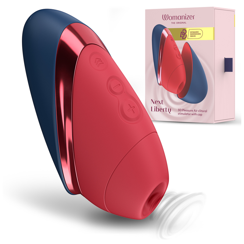 Womanizer Next Liberty bleu-rouge vu de profil