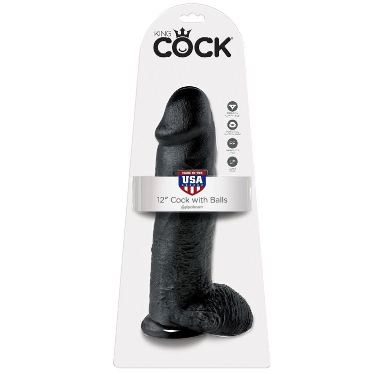 King Cock — Gode noir avec boules 30,48 cm — vue officielle 5