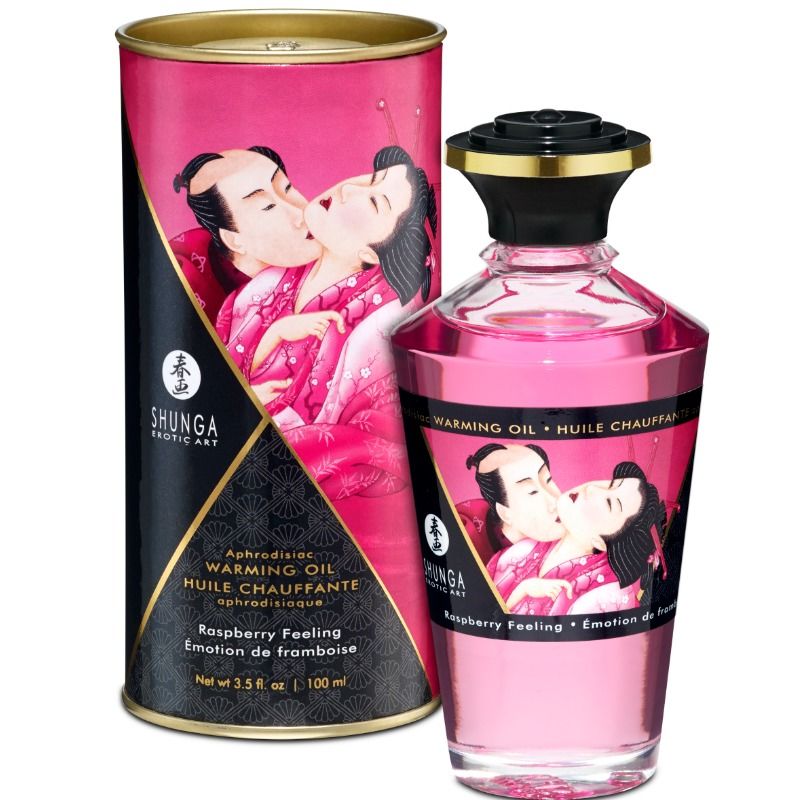 Shunga – Huile de massage effet thermique saveur intense de framboise 100 ml – vue produit 1
