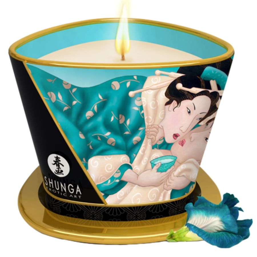 Shunga Mini Caress — Bougie de massage fleurs des îles 170 ml — vue 1