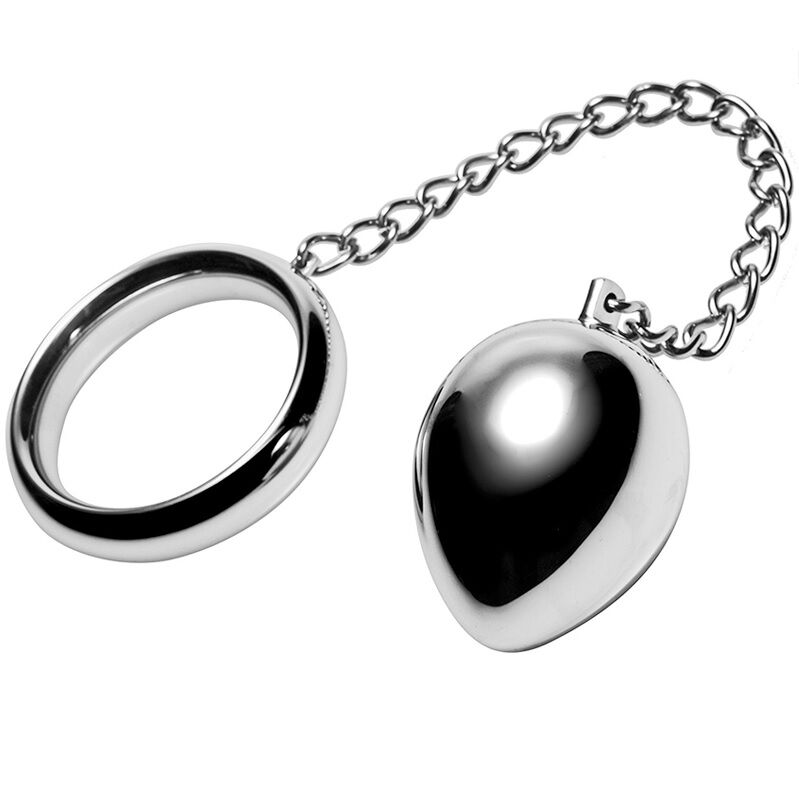 Metal Hard – Anneau pénien 45mm + chaîne avec bille métallique – vue produit 1