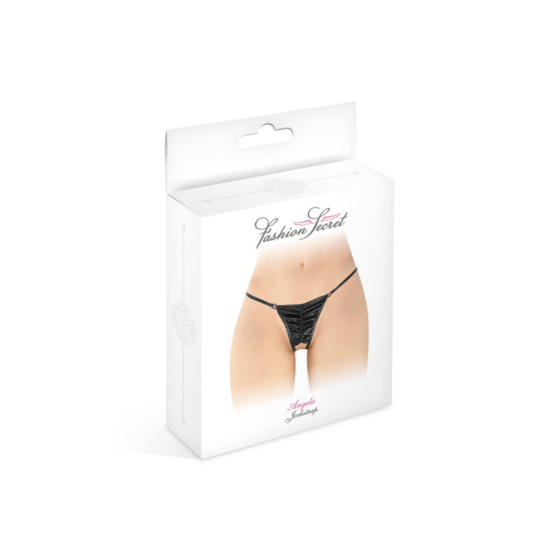 Fashion Secret Angela – Jockstrap ouvert pour femme, devant froncé wetlook – photo 3