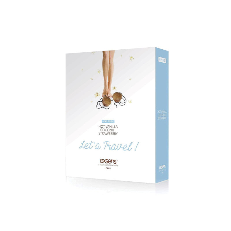 Exsens Let’s Travel Massage – Coffret de 3 huiles chauffantes vanille, fraise, coco – photo 2