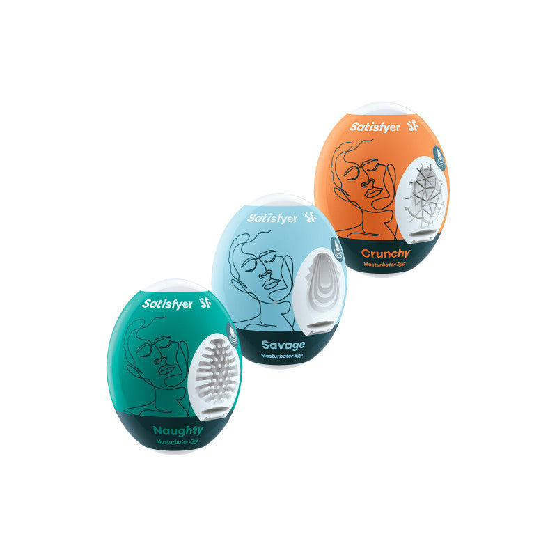 Satisfyer Egg Panache 2 – Lot de 3 œufs masturbateurs Crunchy, Naughty, Savage – photo 2
