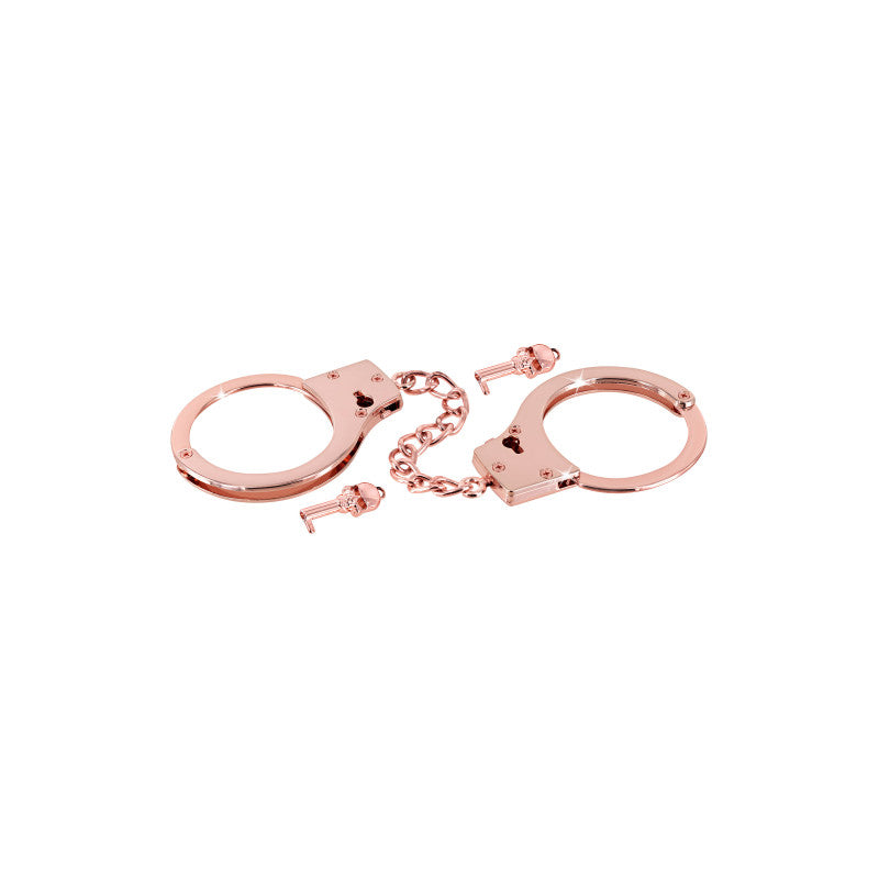 Fetish Premium – Menottes de poignets en métal or rose, réglables – photo 4