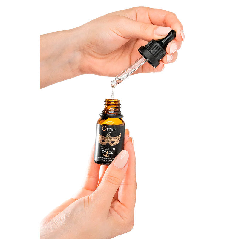 Orgie Orgasm Drops Vibe! – Excitant clitoridien effet vibrant, pêche, 15 ml – photo 3