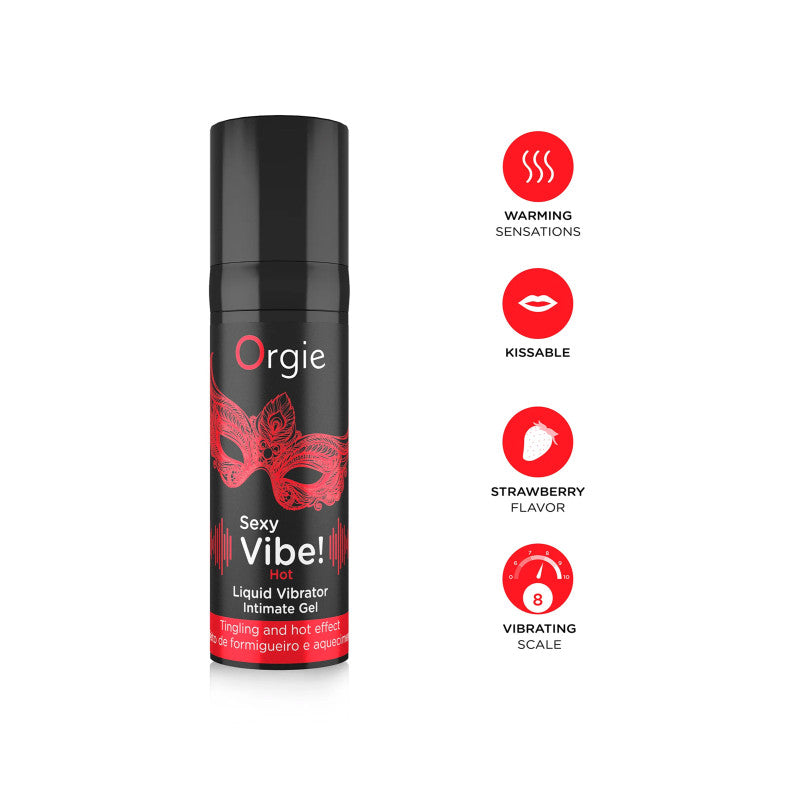 Orgie Sexy Vibe Hot – Gel chauffant et vibrant à la fraise, unisexe, 15 ml – photo 2